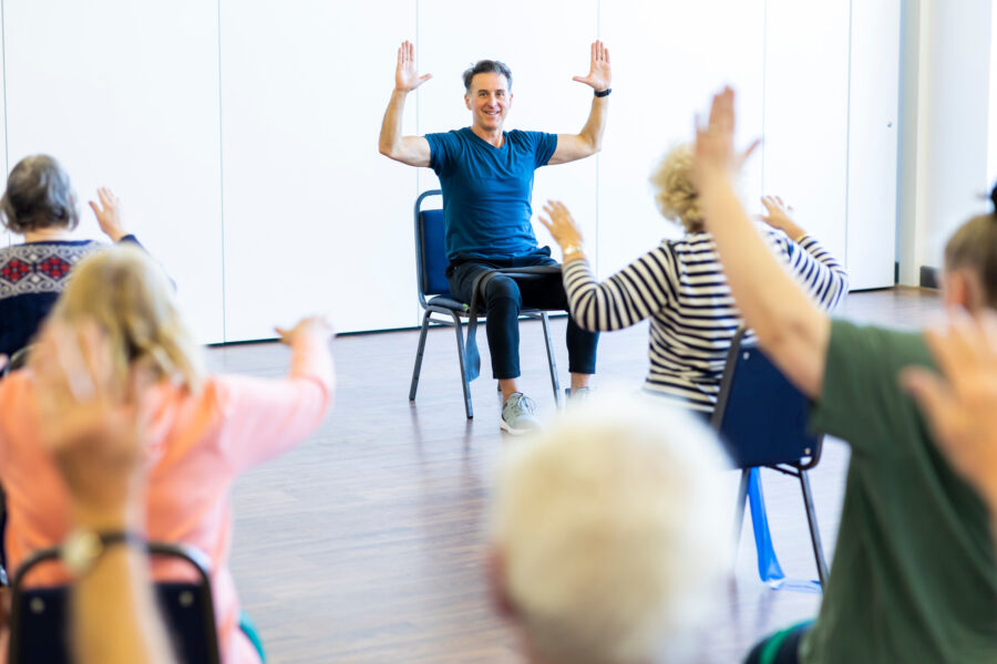 Older people in exercise class